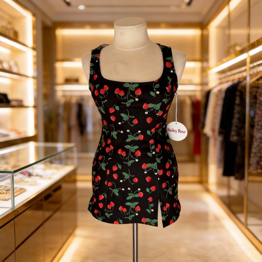 Bailey Rose Black Rose Print Mini Dress